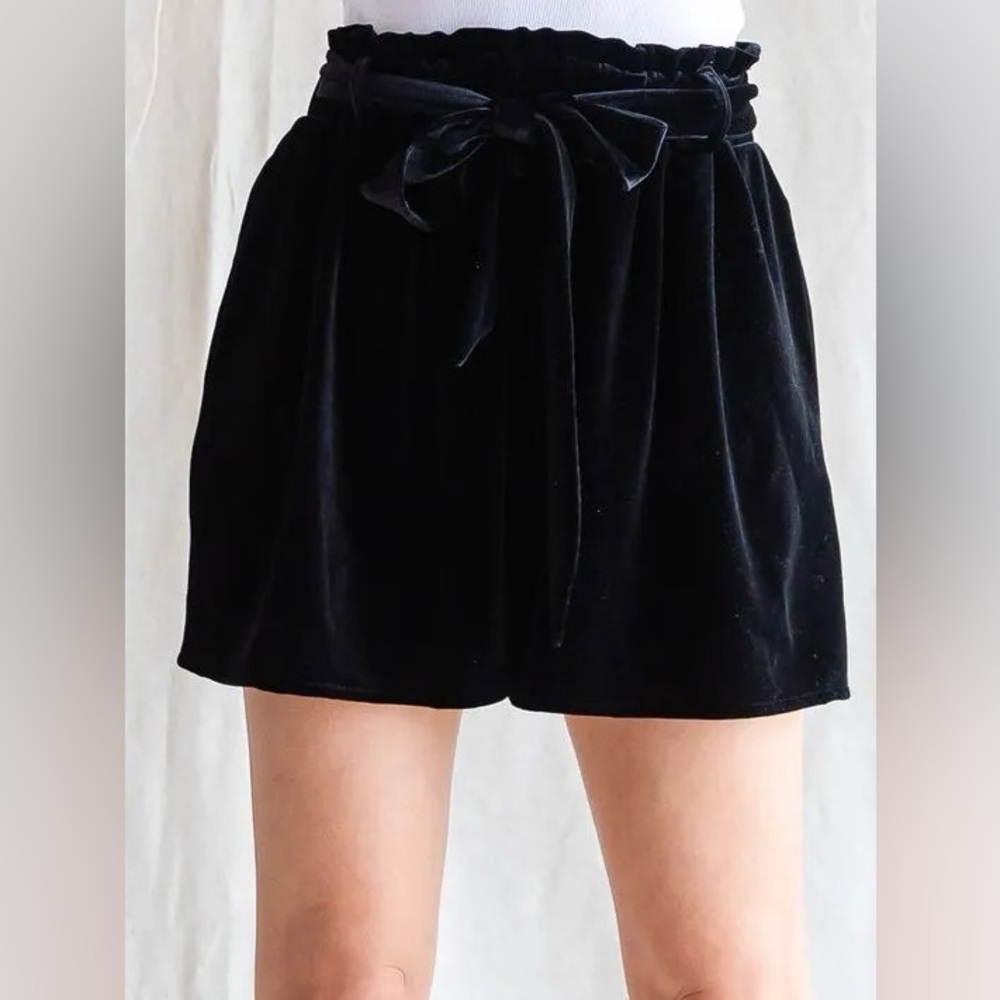 Black velvet shorts